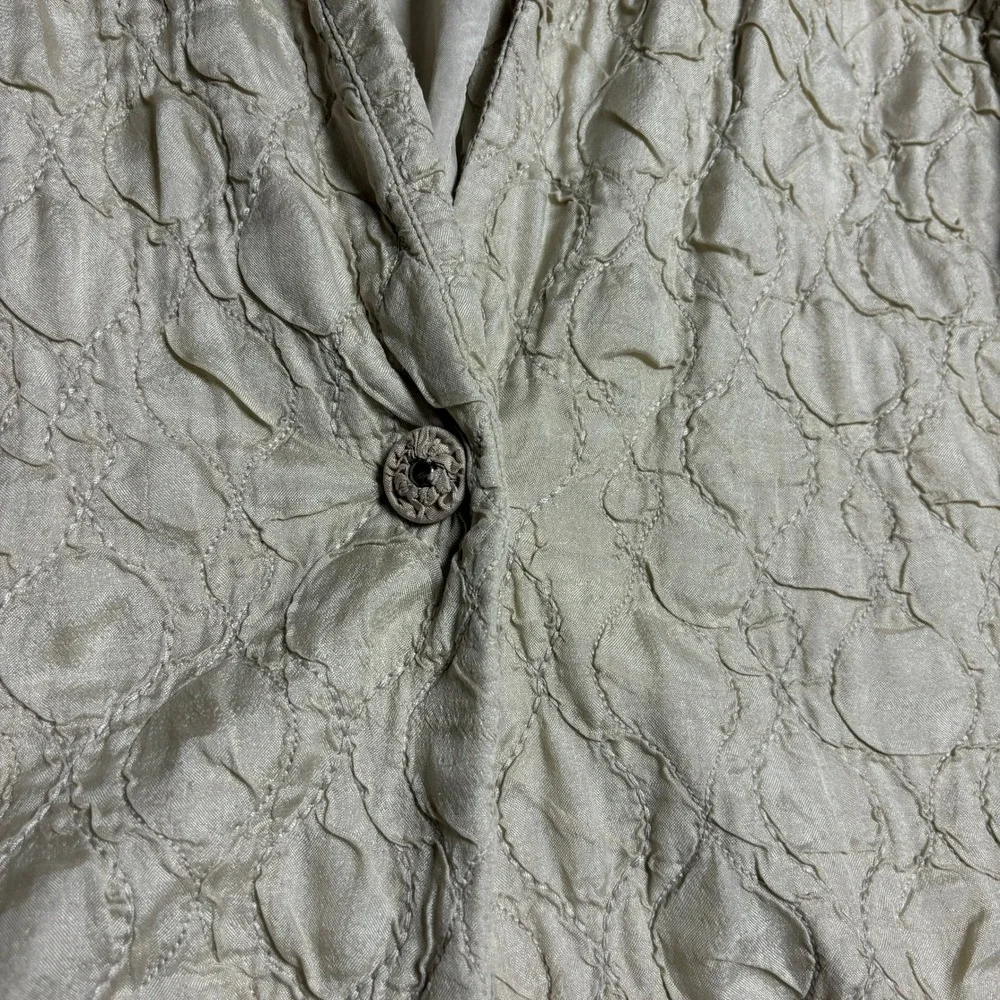 Eileen Fisher Womens Textured Jacket Beige‎ Button Front Size L Blazer Lagenook - Picture 5 of 14